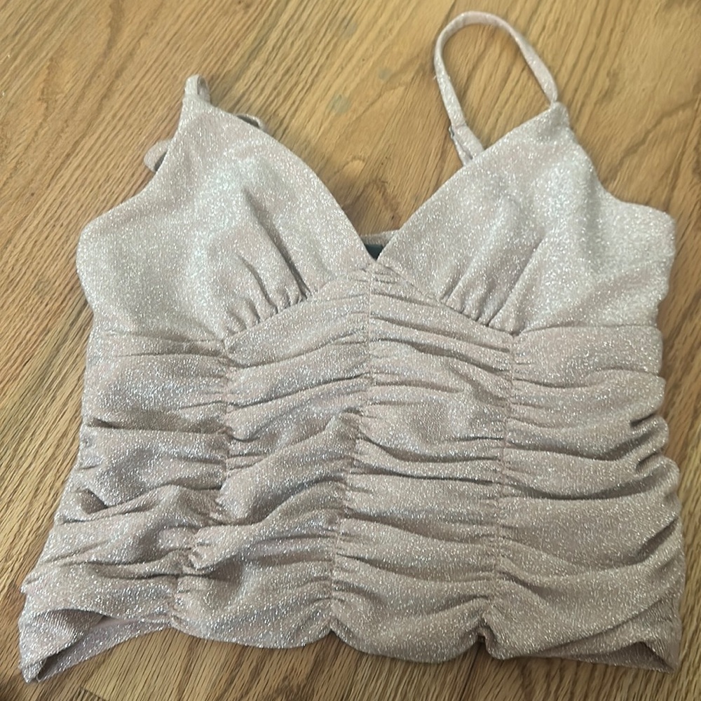 wild fable champagne colored glittery top